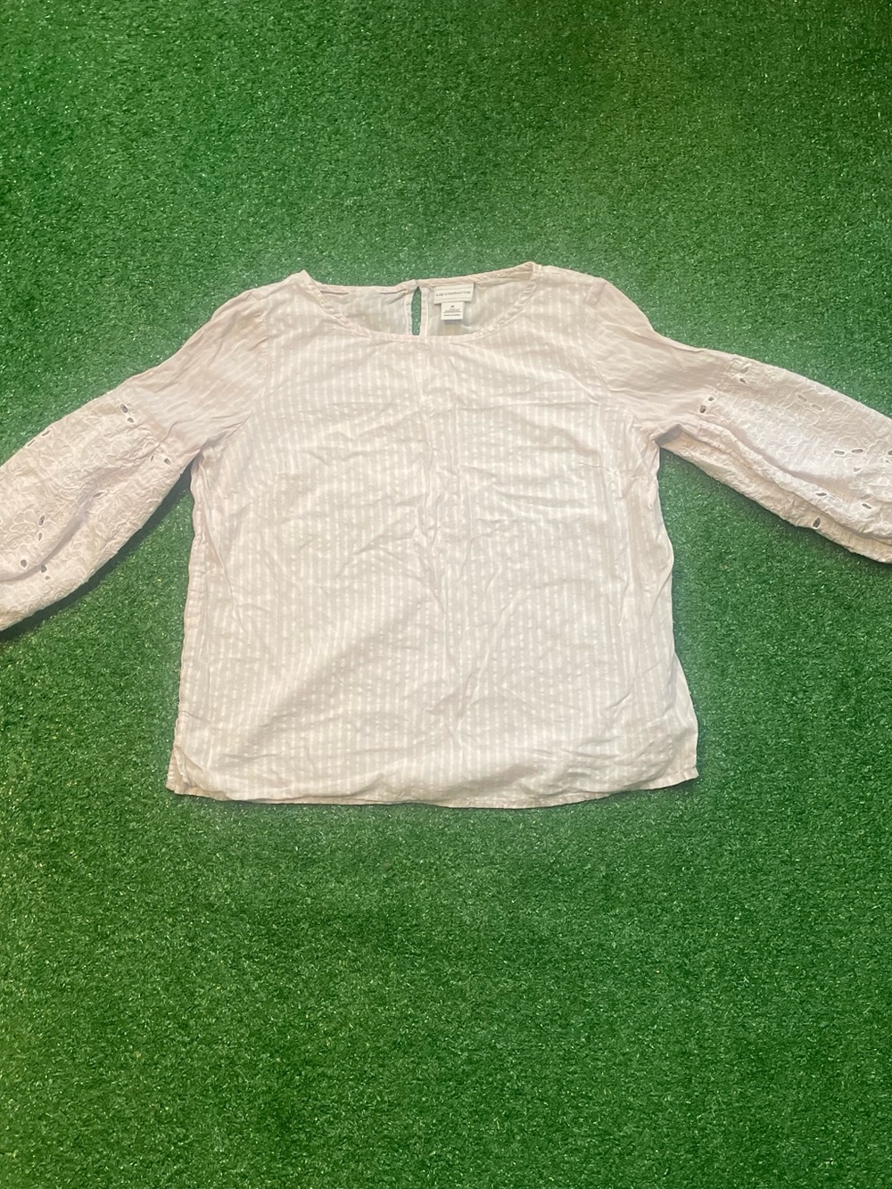 Liz Claiborne Light Pink Eyelet Sleeve Blouse
